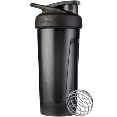Blender Bottle Strada Tritan Shaker Bottle w/ Wire Whisk BlenderBall - Black (28 fl oz)